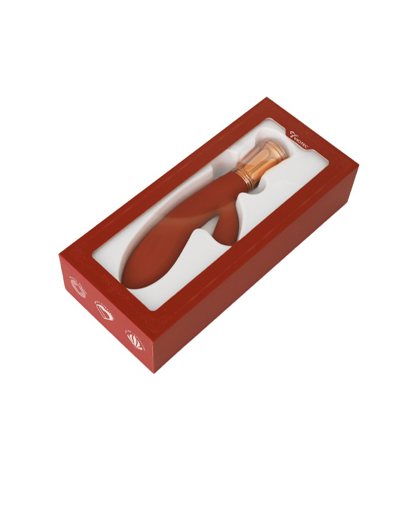 Viotec - Mina - Tarzan Vibrator - Rabbit Vibrator - Dubbele Stimuatie - Goud en Wijnrood - Luxueus Zacht Siliconen