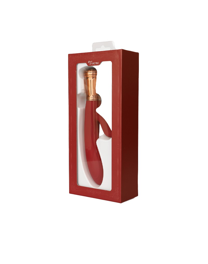 Viotec - Mina - Tarzan Vibrator - Rabbit Vibrator - Dubbele Stimuatie - Goud en Wijnrood - Luxueus Zacht Siliconen