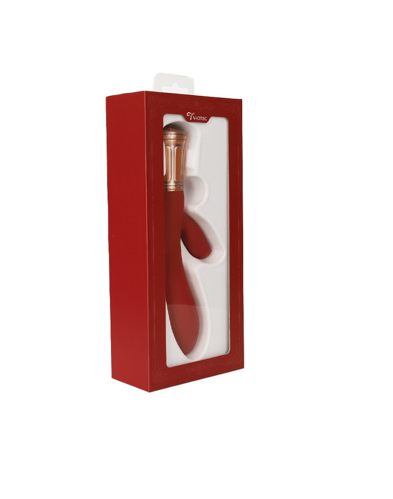 Viotec - Mina - Tarzan Vibrator - Rabbit Vibrator - Dubbele Stimuatie - Goud en Wijnrood - Luxueus Zacht Siliconen