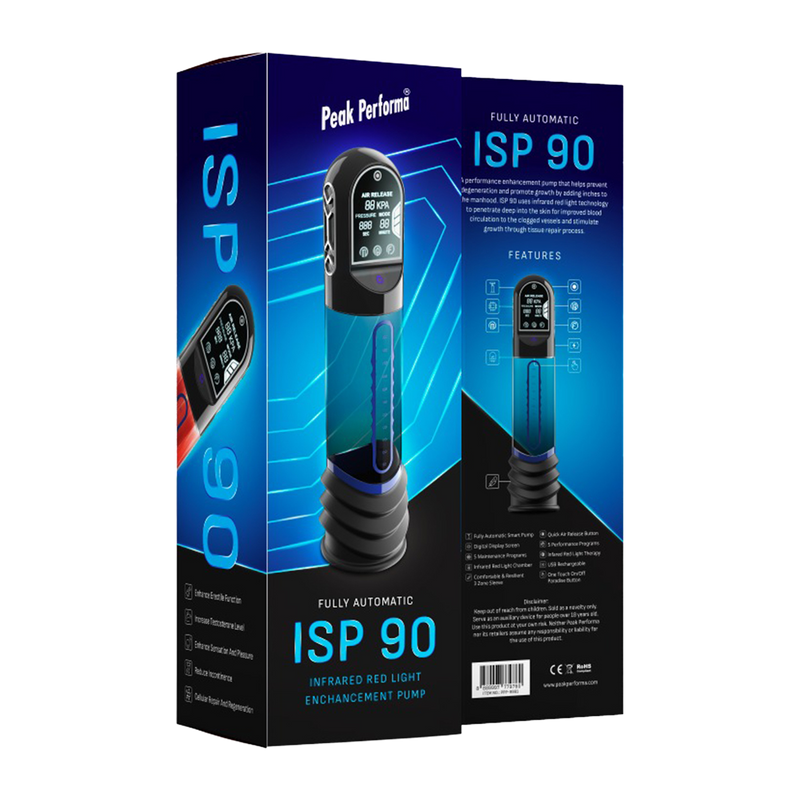 Peak Performa - ISP 90 - Penispomp met Infrarood Licht - Bevordert Groei - Zwart/Blauw