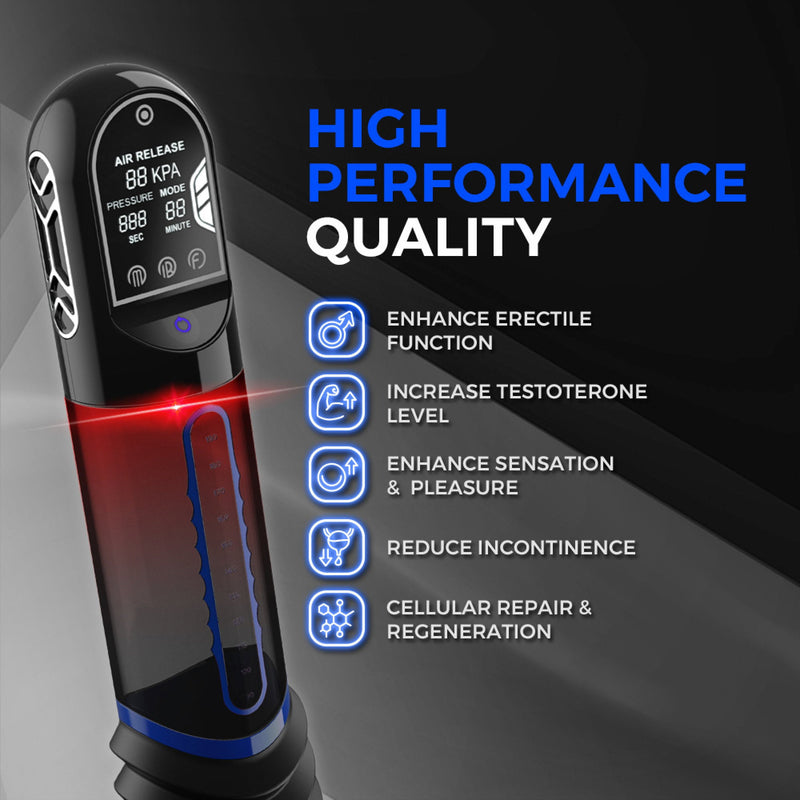 Peak Performa - ISP 90 - Penispomp met Infrarood Licht - Bevordert Groei - Zwart/Blauw