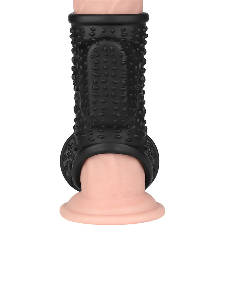 LoveToy - Drip Knights Ring - Vibrerende Penis en Scrotum Sleeve - Ø 2,8 cm - Zwart