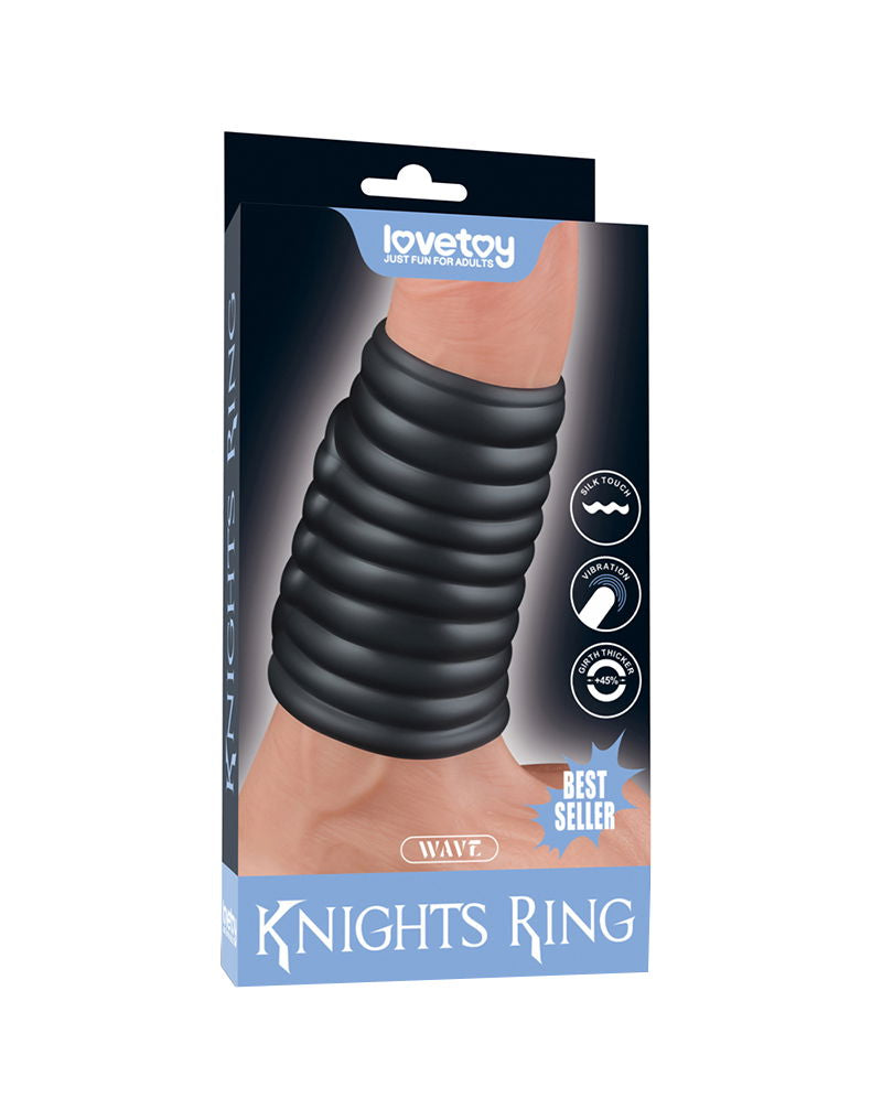 LoveToy - Wave Knights Ring - Vibrerende Penis Sleeve - Ø 3,7 cm - Zwart