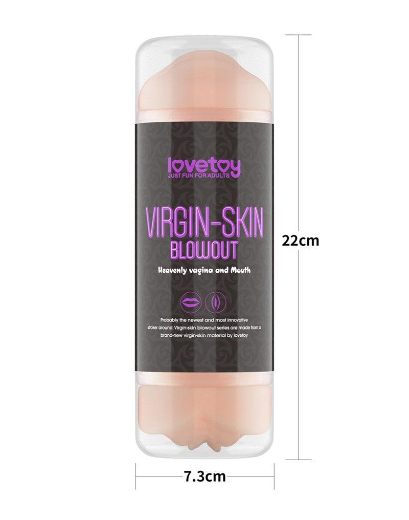 LoveToy - Virgin-Skin Blowout - Dubbelzijdige Stroker Masturbator - Vagina en Mond - Lichte Huidskleur