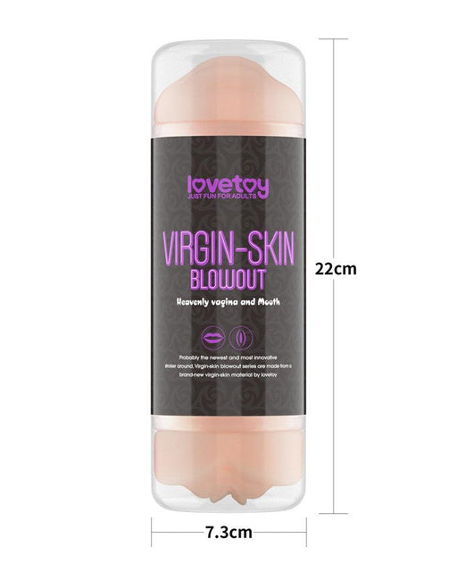 LoveToy - Virgin-Skin Blowout - Dubbelzijdige Stroker Masturbator - Vagina en Mond - Lichte Huidskleur