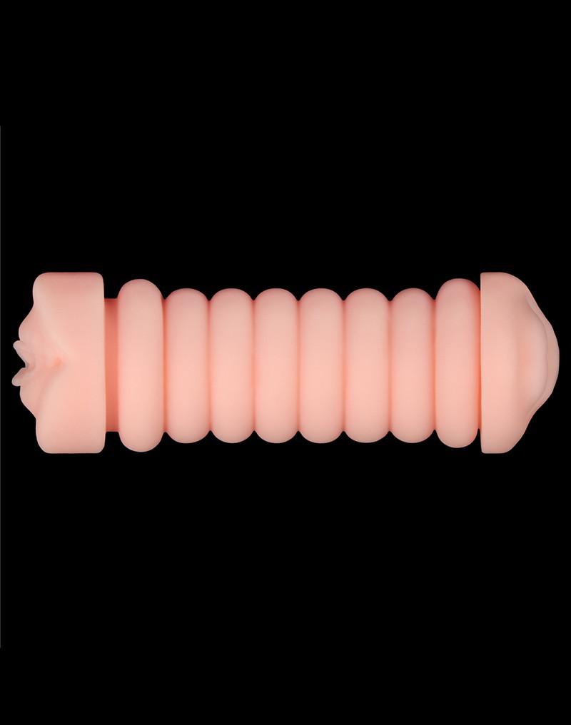 LoveToy - Virgin-Skin Blowout - Dubbelzijdige Stroker Masturbator - Vagina en Mond - Lichte Huidskleur