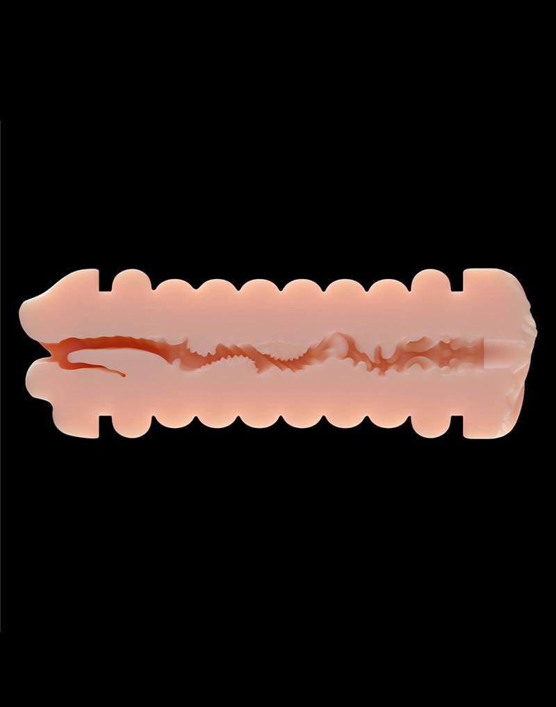 LoveToy - Virgin-Skin Blowout - Dubbelzijdige Stroker Masturbator - Vagina en Mond - Lichte Huidskleur