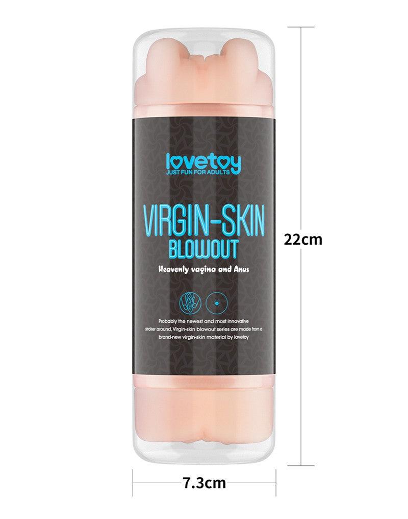 LoveToy - Virgin-Skin Blowout - Dubbelzijdige Stroker Masturbator - Vagina en Anus - Lichte Huidskleur