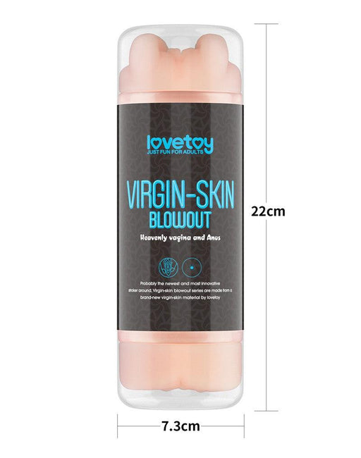 LoveToy - Virgin-Skin Blowout - Dubbelzijdige Stroker Masturbator - Vagina en Anus - Lichte Huidskleur