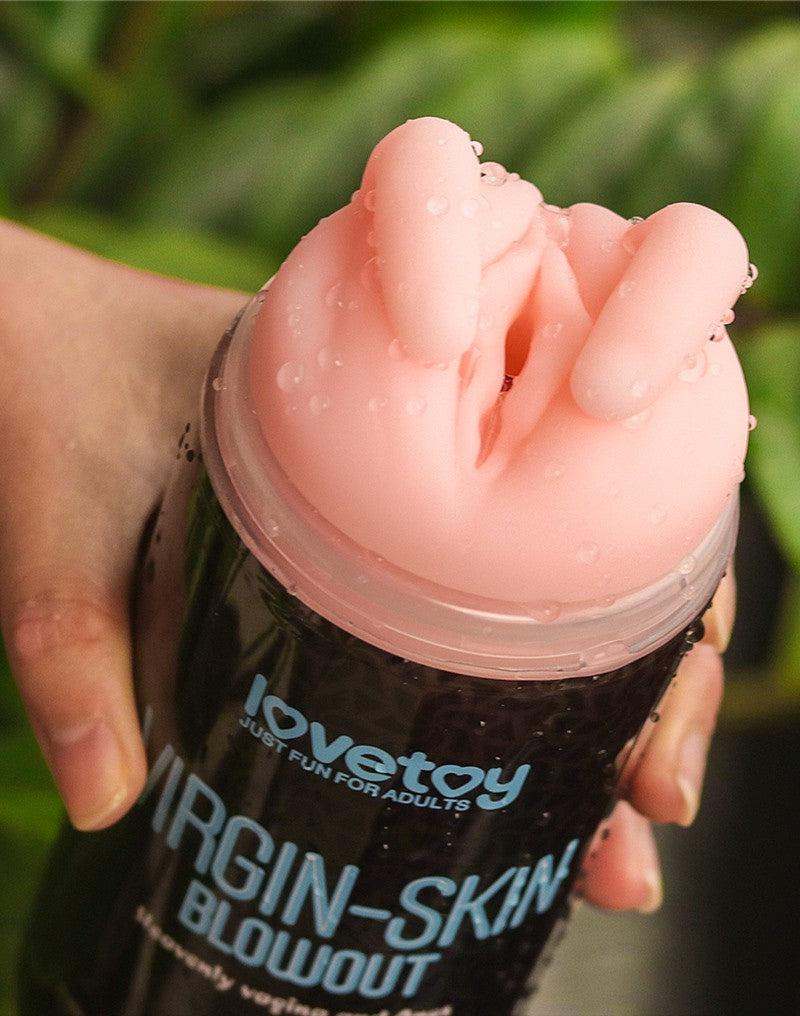 LoveToy - Virgin-Skin Blowout - Dubbelzijdige Stroker Masturbator - Vagina en Anus - Lichte Huidskleur