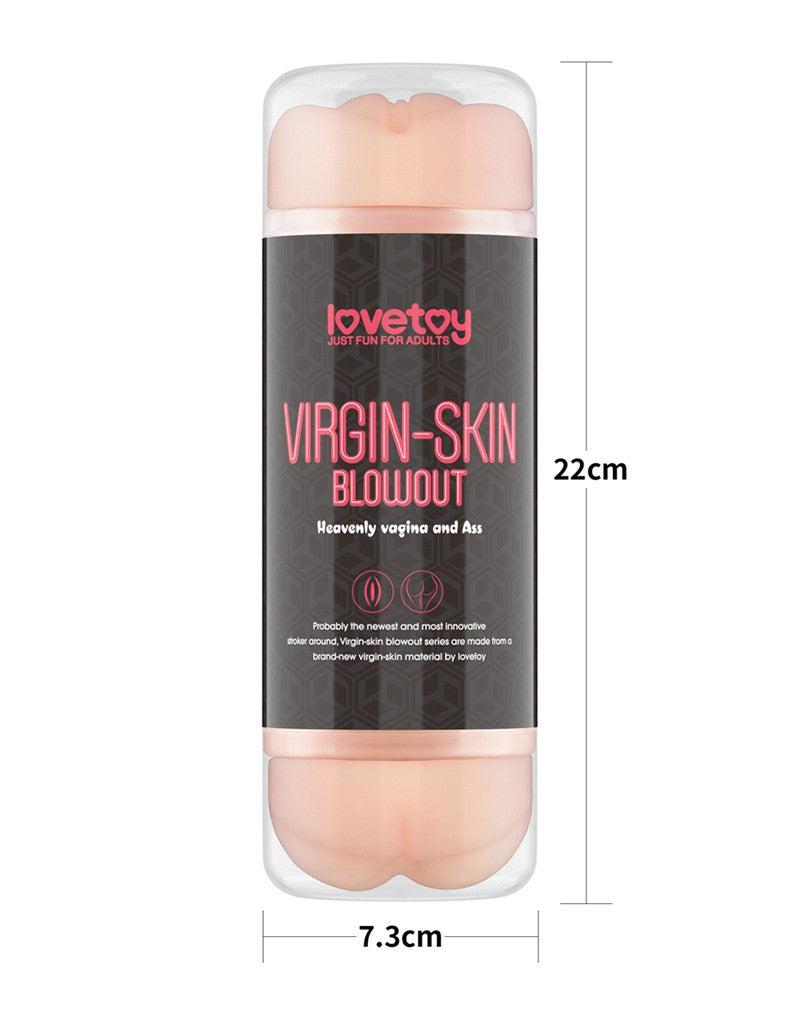 LoveToy - Virgin-Skin Blowout - Dubbelzijdige Stroker Masturbator - Vagina en Ass - Lichte Huidskleur