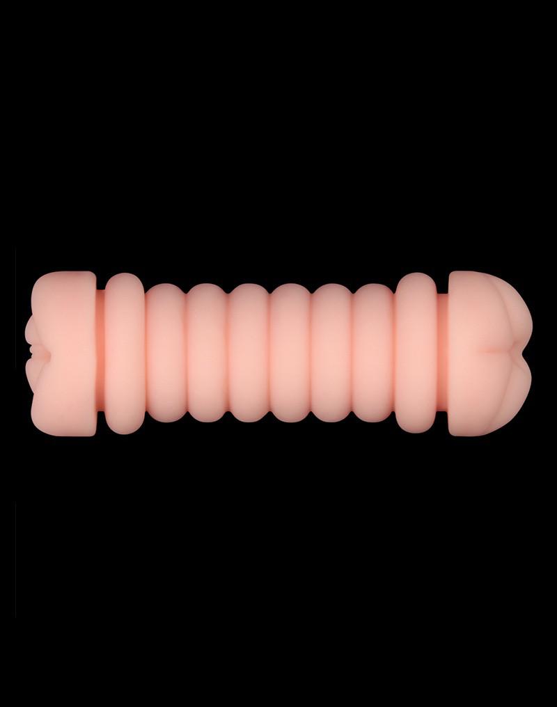 LoveToy - Virgin-Skin Blowout - Dubbelzijdige Stroker Masturbator - Vagina en Ass - Lichte Huidskleur