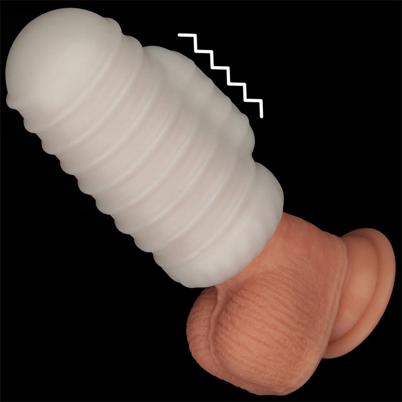 LoveToy - Knights Ring - Vibrerende Dual Purpose Sleeve - Golvend - Wit