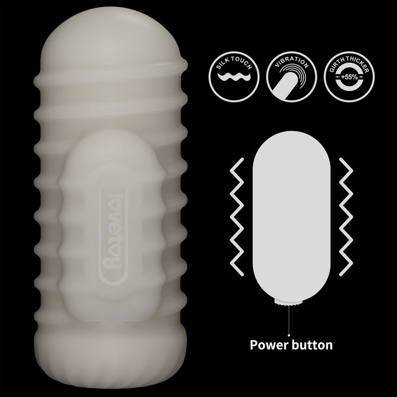LoveToy - Knights Ring - Vibrerende Dual Purpose Sleeve - Golvend - Wit