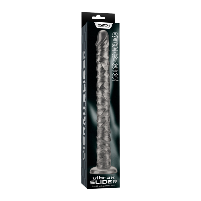 LoveToy - Vibrax Slider - Lange Vibrerende Anaal Dildo - 40,5 cm - Zilver