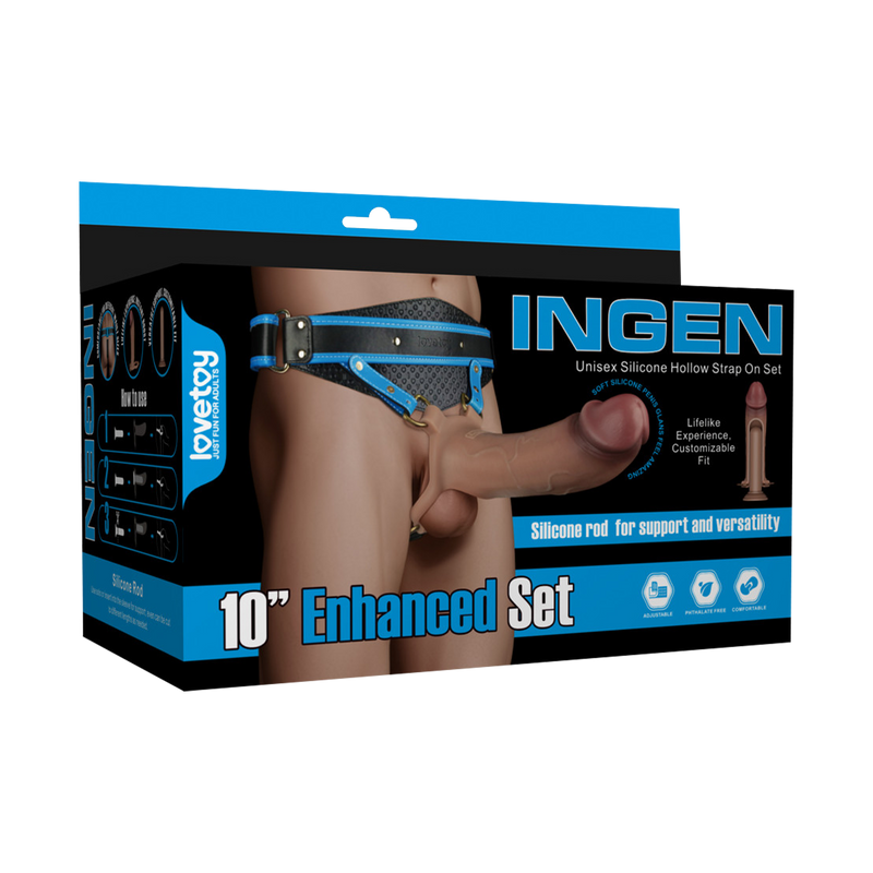 LoveToy - Ingen - Holle Strap-on met Siliconen Staaf – 25 cm - Lichte huidskleur