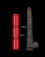 LoveToy - Nature Cock - Dubbellaags Buigbare Dildo met Aders - 40 cm - Bruin