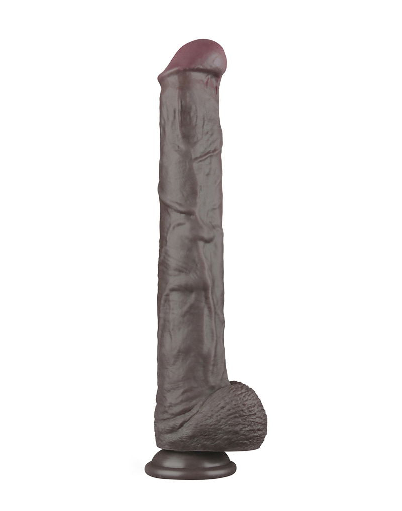 LoveToy - Nature Cock - Dubbellaags Buigbare XXL Dildo - 37,5 cm - Bruin