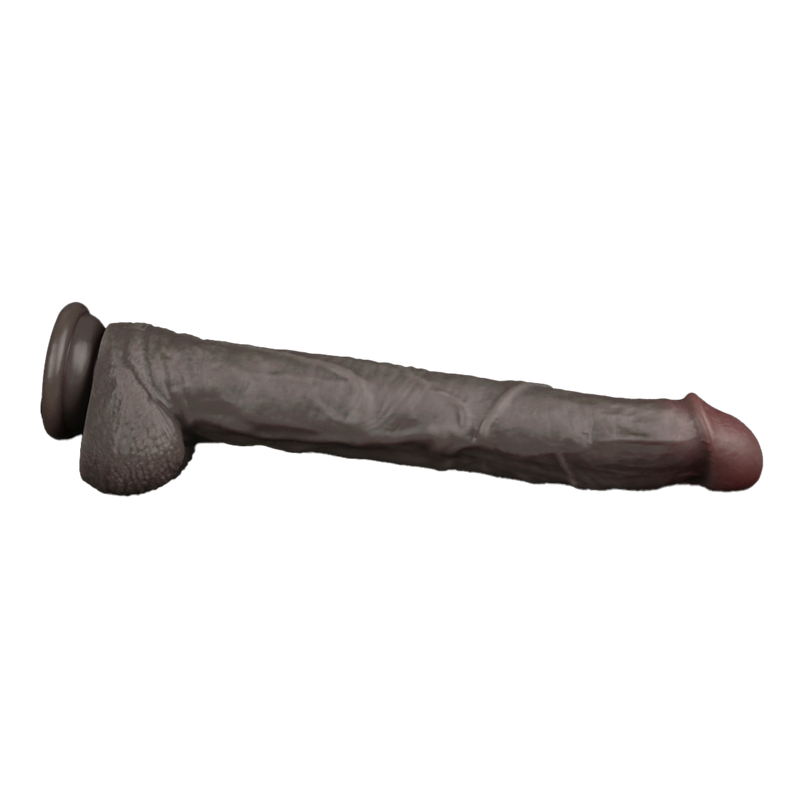 LoveToy - Nature Cock - Dubbellaags Buigbare XXL Dildo - 37,5 cm - Bruin