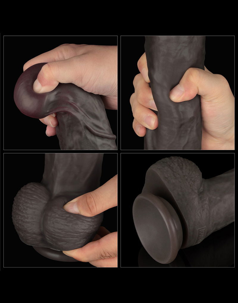 LoveToy - Nature Cock - Dubbellaags Buigbare XXL Dildo - 37,5 cm - Bruin