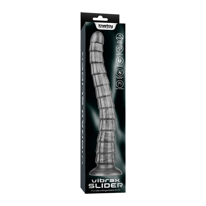LoveToy - Vibrax Slider - Lange Vibrerende Anaal Dildo - 35 cm - Zilver