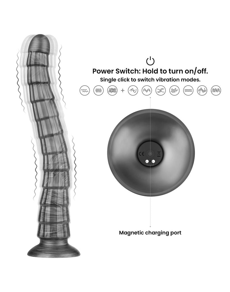 LoveToy - Vibrax Slider - Lange Vibrerende Anaal Dildo - 35 cm - Zilver