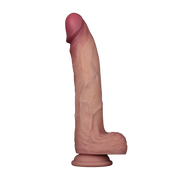 LoveToy - Sliding Skin Vibrerende Dildo Pro II - Met Afstandsbediening - 25 cm - Lichte Huidskleur