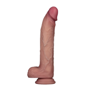 LoveToy - Sliding Skin Vibrerende Dildo Pro II - Met Afstandsbediening - 25 cm - Lichte Huidskleur