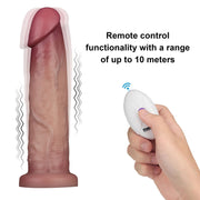 LoveToy - Sliding Skin Vibrerende Dildo Pro II - Met Afstandsbediening - 23 cm - Lichte Huidskleur