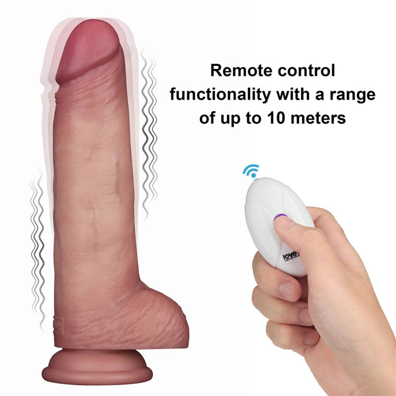 LoveToy - Sliding Skin Vibrerende Dildo Pro II - Met Afstandsbediening - 21,5 cm - Lichte Huidskleur