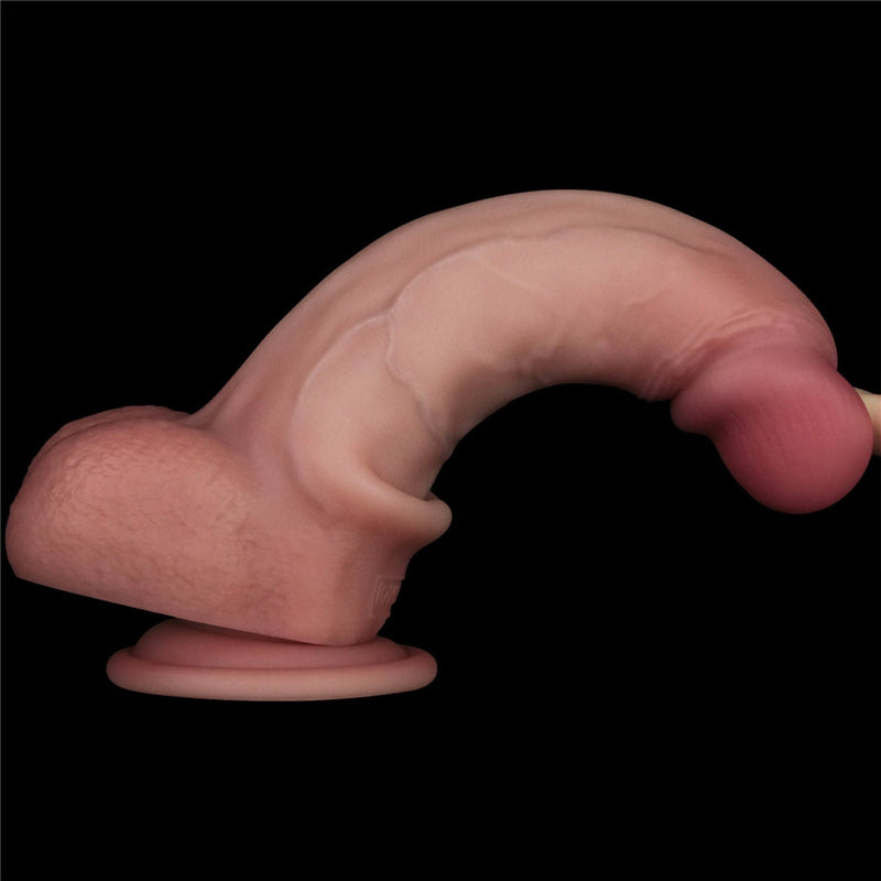 LoveToy - Sliding Skin Vibrerende Dildo Pro II - Met Afstandsbediening - 20 cm - Lichte Huidskleur