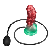 LoveToy - Dual Density Siliconen - Opblaasbare Dildo - Rood/Groen