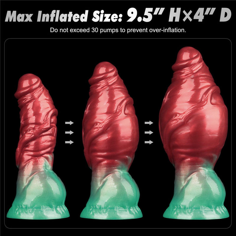 LoveToy - Dual Density Siliconen - Opblaasbare Dildo - Rood/Groen