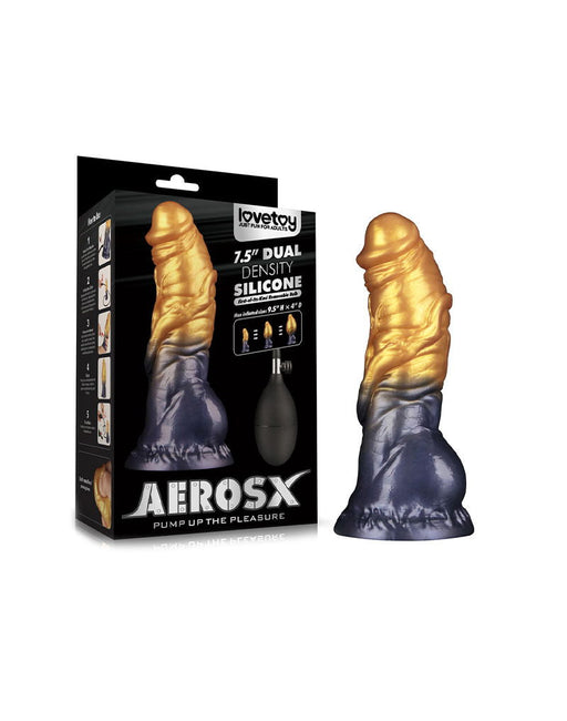 LoveToy - Dual Density Siliconen - Opblaasbare Dildo - Goud/Zwart