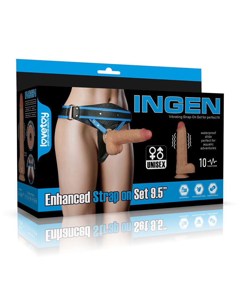 LoveToy - Ingen - Vibrerende Strap-on Set - Lengte 24 cm - Lichte Huidskleur