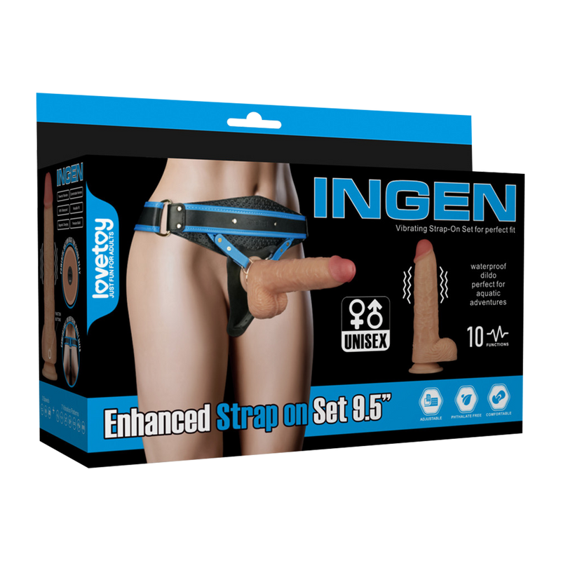 LoveToy - Ingen - Vibrerende Strap-on Set - Lengte 24 cm - Lichte Huidskleur