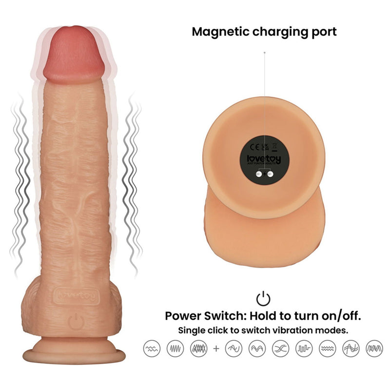 LoveToy - Ingen - Vibrerende Strap-on Set - Lengte 24 cm - Lichte Huidskleur