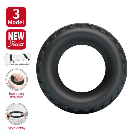 Crazy Bull - Dilson - Super Soft Siliconen Ring - Model 3 - Zwart