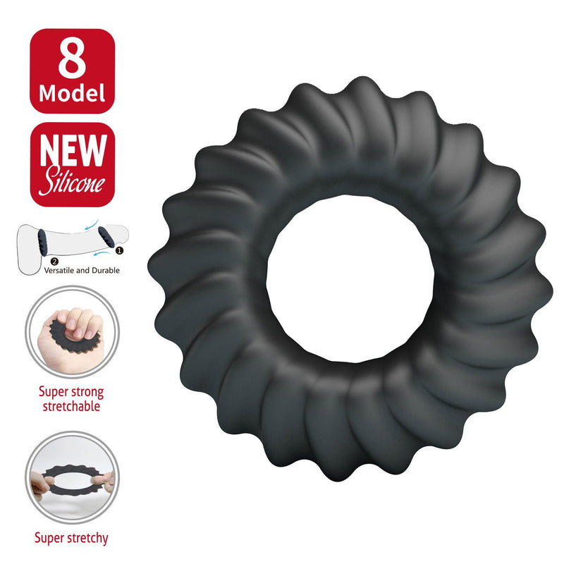 Crazy Bull - Fitz - Super Soft Siliconen Cockring - Model 8 - Zwart