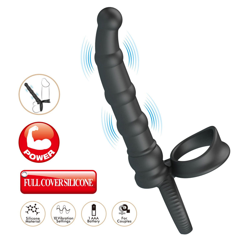 Pretty Love - Tatum - Anale Vibrator met Penisring - Zwart