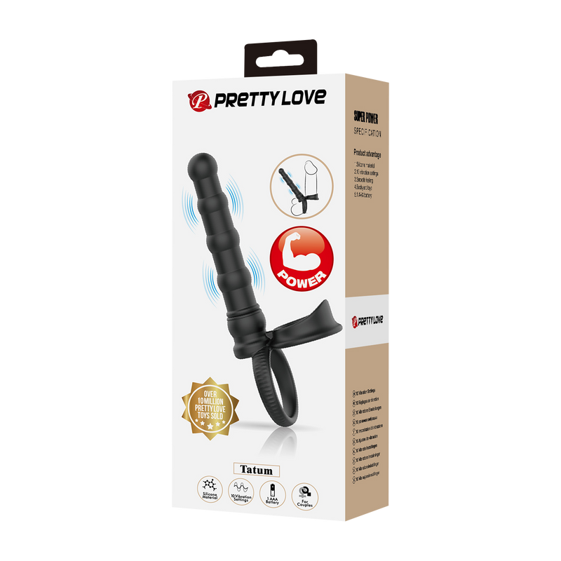 Pretty Love - Tatum - Anale Vibrator met Penisring - Zwart