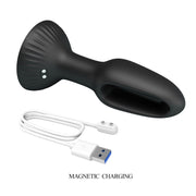 Pretty Love - Hubert - Vibrerende Buttplug - Anaal Vibrator - Met Wiebelend Tongetje - Zwart