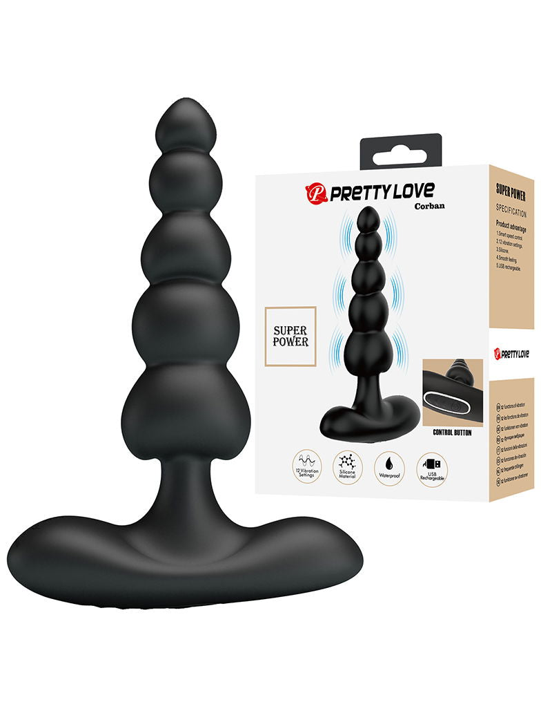 Pretty Love - Corban - Anale Kralen Vibrator - Zwart