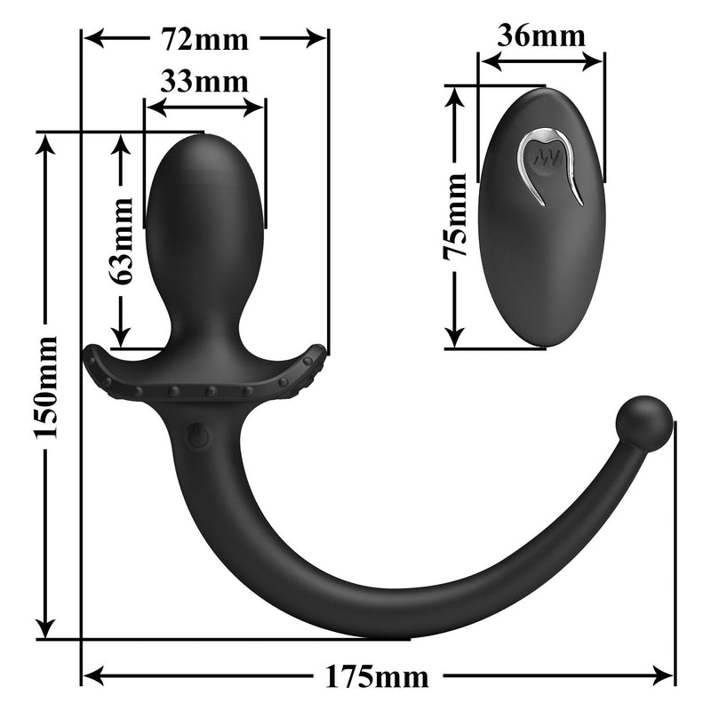 Mr. Play - Super Power - Vibrerende Hondenstaart Buttplug met Afstandsbediening - Zwart