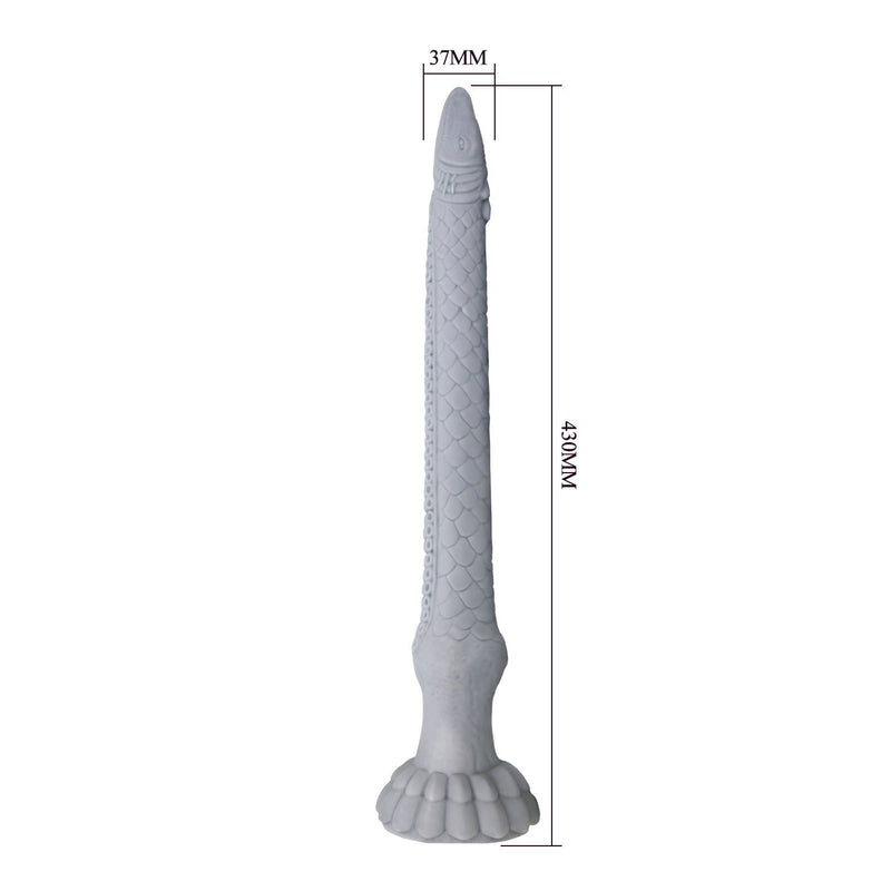 Power Monsters - Basilisk - Taps Toelopende Fantasie Dildo - Grijs