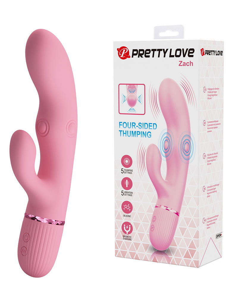 Pretty Love - Zach - Rabbit Vibrator met Vierzijdige Klopfunctie - Roze