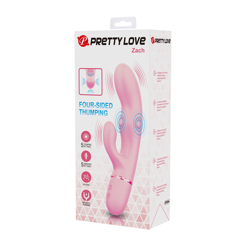 Pretty Love - Zach - Rabbit Vibrator met Vierzijdige Klopfunctie - Roze