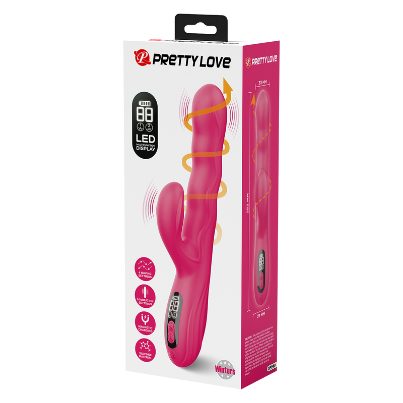 Pretty Love - Winters - Rabbit Vibrator met Golf Beweging en LED Display - Roze
