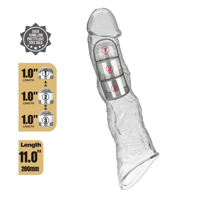 Pretty Love - Verlengende Penis Sleeve - 28 cm - Transparant