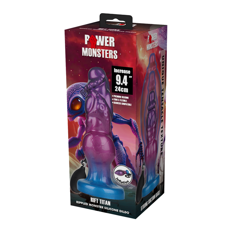 Power Monsters - Rift Titan - Opblaasbare Monster Dildo - 24 cm - Paars/Blauw
